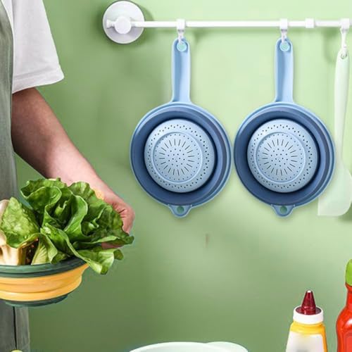 Collapsible Colander with Handle, 2PCS Foldable Fruit & Vegetable