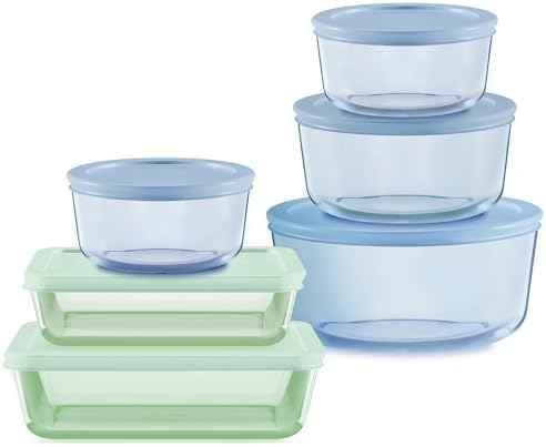 Pyrex Colors Tinted Food Storage Container Set, 12-Piece
