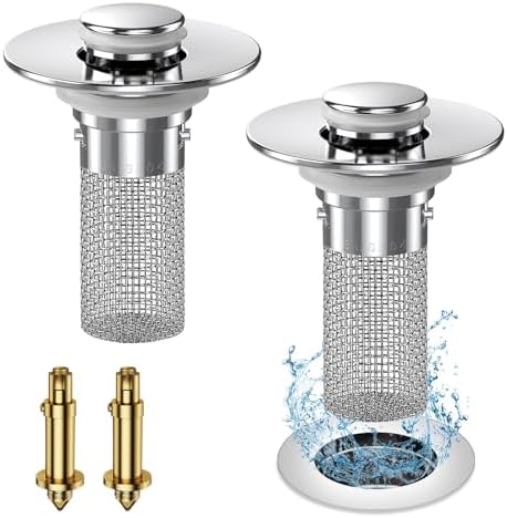Vakabiu Pop-Up Bathroom Sink Drain Strainer, 2PCS