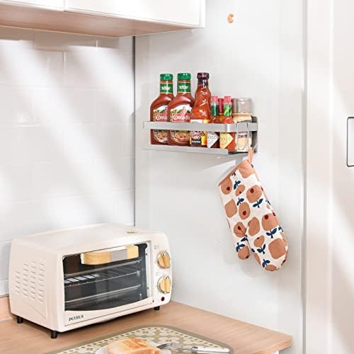 Magnetic Spice Rack for Refrigerator, Silver, 1 Pack