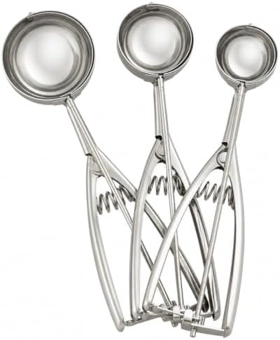 Stainless Steel Cookie and Ice Cream Scoop Set,3 Sizes: 1.622.4 Inches