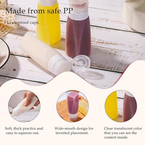 Set of 3 Leak Proof Silicone Travel Bottles Mini Sauce Dispensers