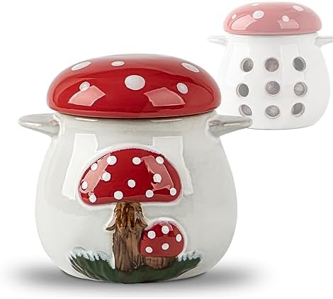 Ceramic Garlic Keeper with Lid Garlic Storage Ventilated Mushroom