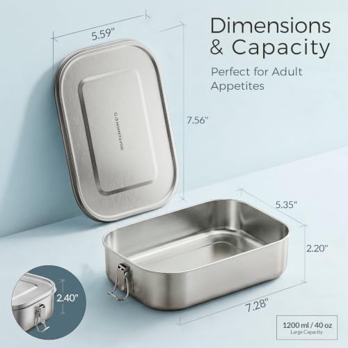 G.a HOMEFAVOR Stainless Steel Bento Lunch Box, 1200 ml/40 oz