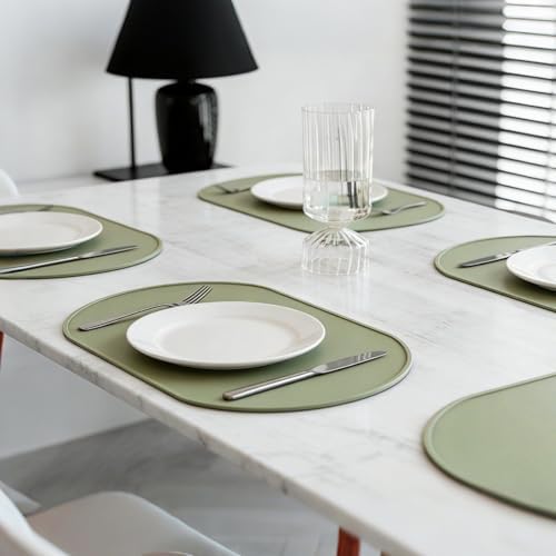 Oval Silicone Placemats Set of 2, 15.8 x 10.5in, Table Protector