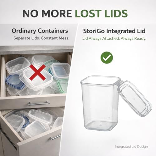 10 Pack 39 oz Small Food Storage Containers with Attached Lids
