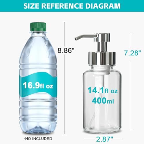 Foaming Soap Dispenser, 14.1 oz 2 Pack Glass
