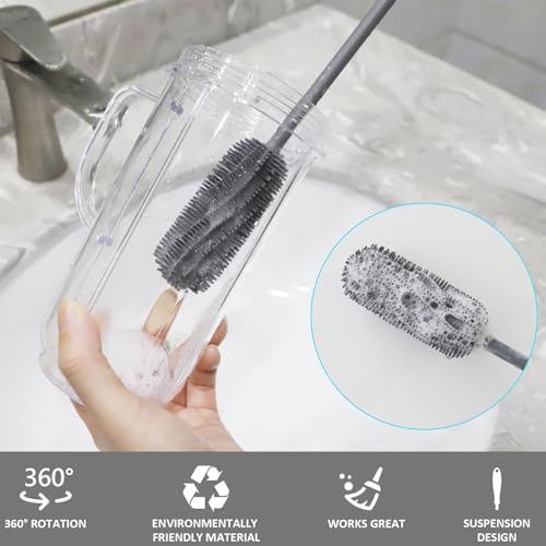 15.7" Silicone Bottle Brush, ddLUCK Water Bottle Cleaner Brush for