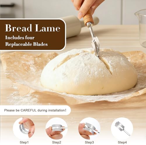Sourdough Starter Kit – 10" Round + 9" Oval Banneton Baskets, Lame &