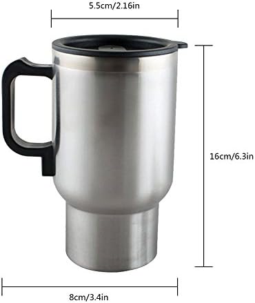 12V Car Heating Cup Car Heated Mug, 450ml Stainless Steel Travel