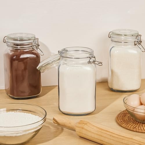 CHEFSTORY 50oz Glass Food Storage Jars, 3 Pack