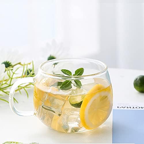 Tosnail 4 Pack Glass Cups and Saucers Set, 11 oz