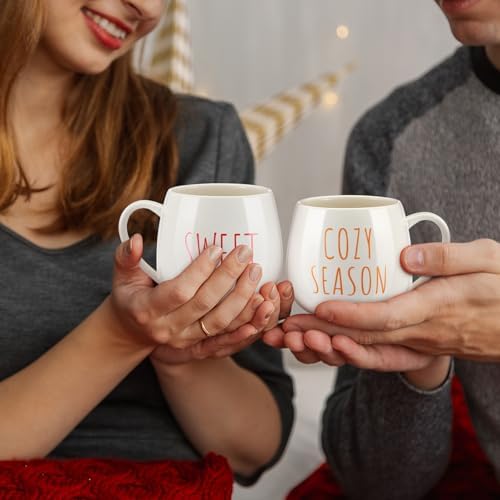 Layhit 6 Pcs Fall Coffee Mugs Set - 12 oz Ceramic Autumn Mugs Bulk