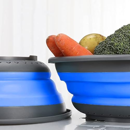 Collapsible Colander Set of 3 Round Silicone Kitchen Strainer Set