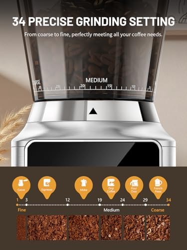 Conical Burr Coffee Grinder with Touch Screen, 34 Grind
