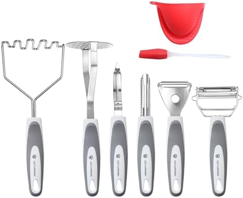 Stainless Steel Potato Masher & Peeler Set (6PCS Set - Gray)