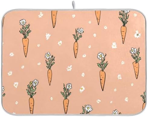 OTVEE Veggie Patch Art Dish Drying Mat for Kitchen Counter Absorbent