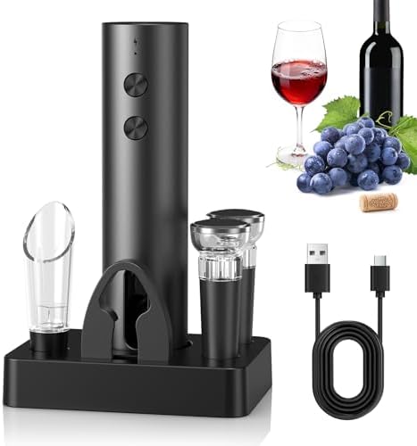 CIRCLE JOY Rechargeable Electric Wine Opener, 6-In-1 Cordless Electric