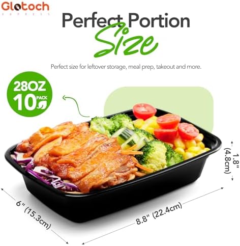 Glotoch 28oz Meal Prep Containers, 10 Pack (20-Piece) Reusable Food
