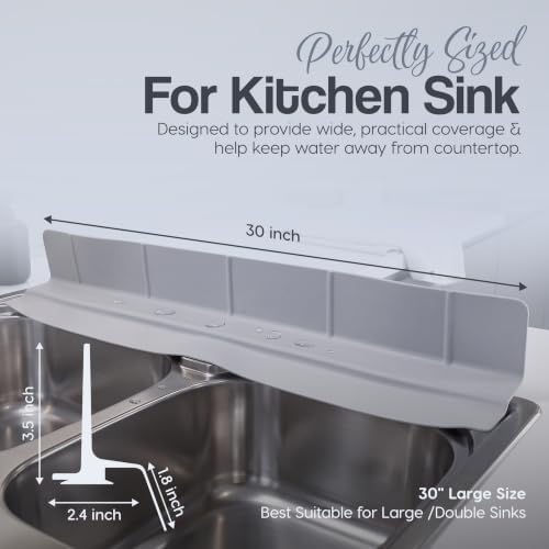MessOut 30” Kitchen Sink Splash Guard, Premium Silicone Splash Guard