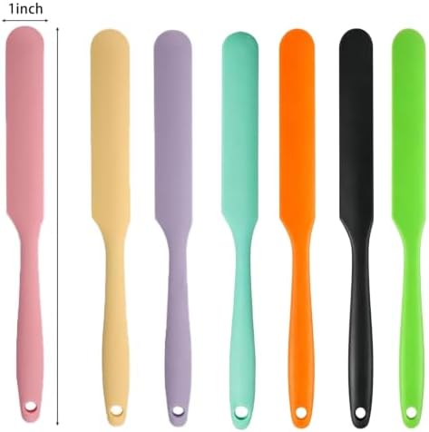 7 Pcs Silicone Jar Spatula Set, Sourdough Spatula, Long Handle Thin