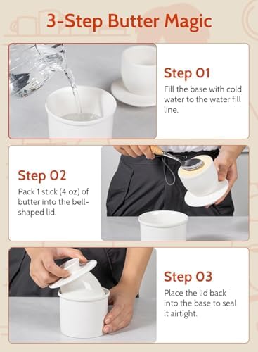 Sweese French Butter Dish - Butter Crock for Counter with Water Line
