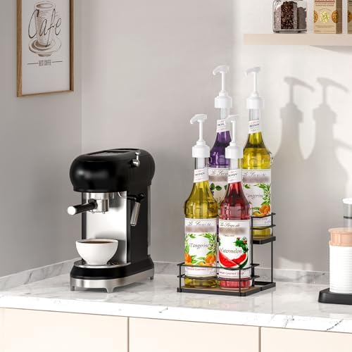 THYGIFTREE 2-Tier Coffee Syrup Rack, 4 Bottle Stand