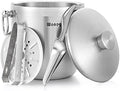 Ice Bucket with Lid, Scoop, Tongs and Strainer - Well Made Insulated