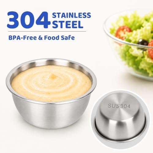 6 Pack Salad Dressing Containers to Go - 1.6 oz Reusable Stainless