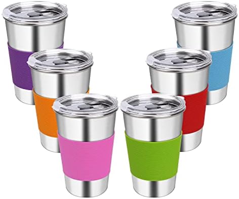 6 Pack Stainless Steel Tumblers & Water Glasses for Kids and Adults