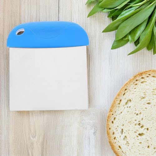 Stainless Steel Dough Cutter and Scraper with Blue Plastic Handle