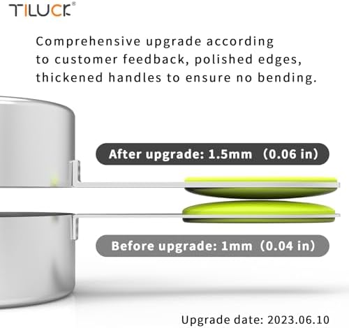 TILUCK Stainless Steel Measuring Cups and Spoons Set with Silicone