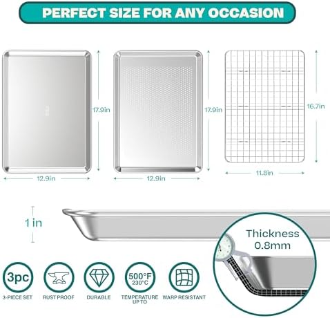 Baking Sheet with Rack Baker's Secret Pure Aluminum Non Toxic PTFE