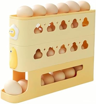 Automatic Rolling Egg Holder for Fridge – 4-Layer Automatic Egg