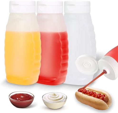 Condiment Squeeze Bottles for Ketchup Hot Sauce Liquids Oil with Caps