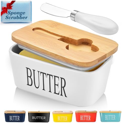 Butter Dish with Lid, Large Butter Container for Countertop, Ceramic