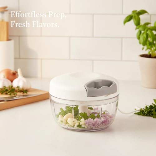 17 fl oz Manual Food Chopper, Pull-String Prep Tool for Garlic and