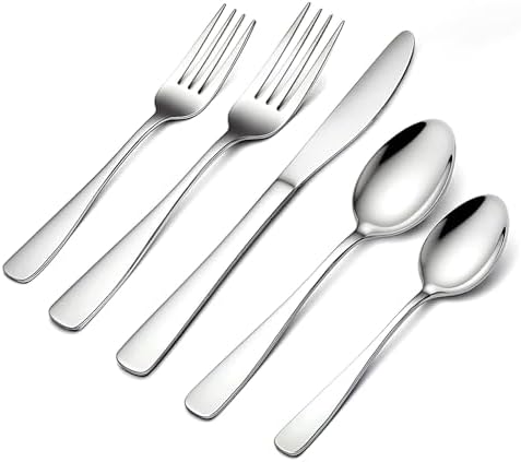 BEWOS 20 Piece Silverware Set - Stainless Steel Silverware Sets for 4