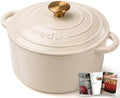 Parmedu 5.5QT Enameled Cast Iron Dutch Oven for Sourdough Bread White