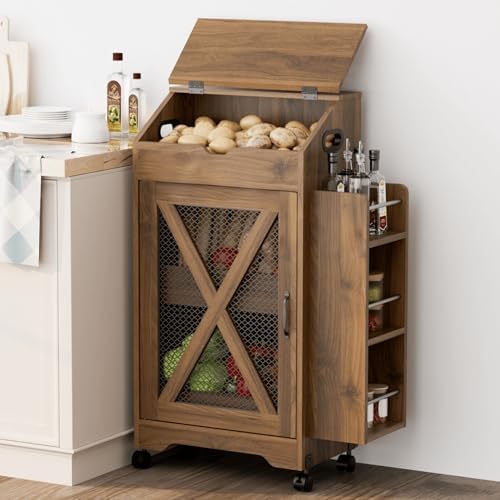 Potato and Onion Storage Bin, Movable Fruit and Vegetable Bin with