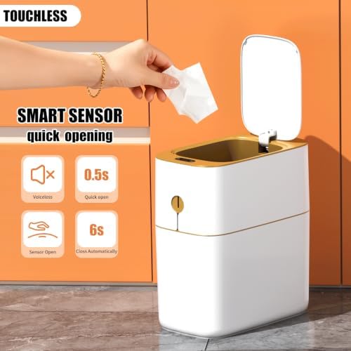 funest 3.6 Gallon Slim Motion Sensor Bathroom Trash Can