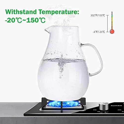 88oz Glass Pitcher with Lid and Handle - High Heat Resistance Glass