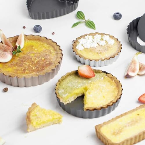 KALLORY Non-stick Egg Tart Mold and Metal Baking Cups Set, 4-inch