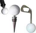 Golf Ball Wine Stoppers - Opener & Bottle Stopper Set of 2, Decorative