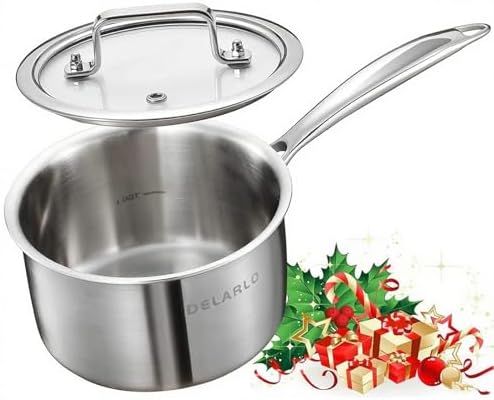 DELARLO Full-body Clad Tri-ply Stainless Steel 2 Quart Saucepan with