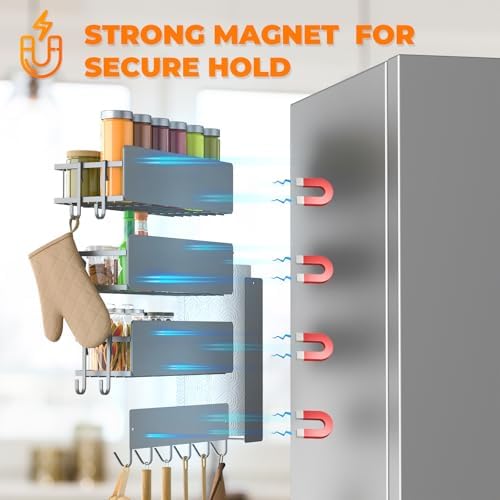 Magnetic Shelves for Refrigerator, 5 Pack, Gray