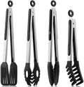 4 PCS Kitchen Tongs with Silicone Tips, 9" & 12"