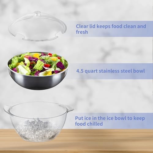 MOLIGOU Iced Salad Bowl, Salad Serving Bowl with Ice Holder and Lid