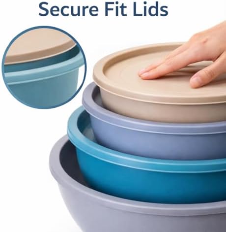 10-Piece Plastic Mixing Bowl Set with Lids, Nesting Kitchen Bowls with