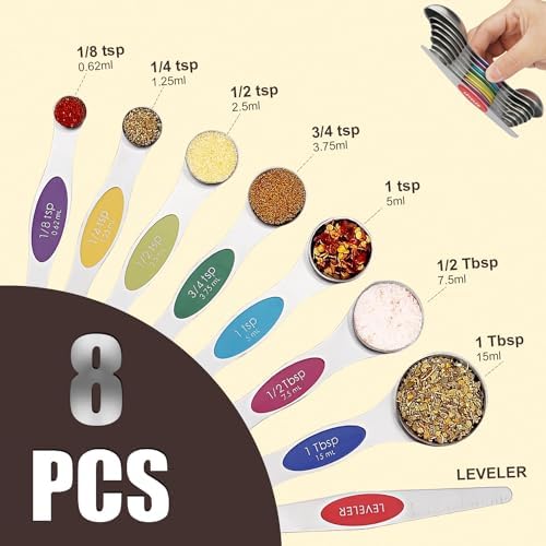 SHIKORI Magnetic Measuring Spoons Set(Multicolor-8 Pcs)